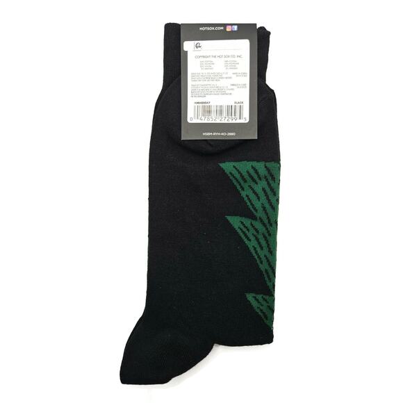 Hot Sox Christmas Socks Pine Trees Black Green Holiday Stocking Stuffers - Picture 3 of 4